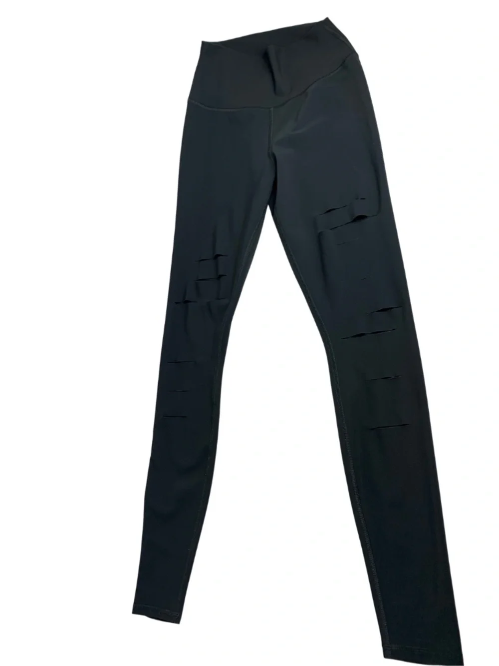 ALO Yoga Warrior Ripped High-Waist Gray Leggings Women XS Activewear Athleisure