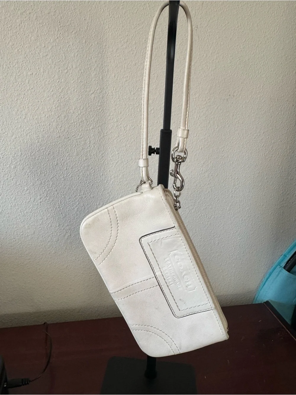 Coach Cream Leather Wristlet Crossbody
