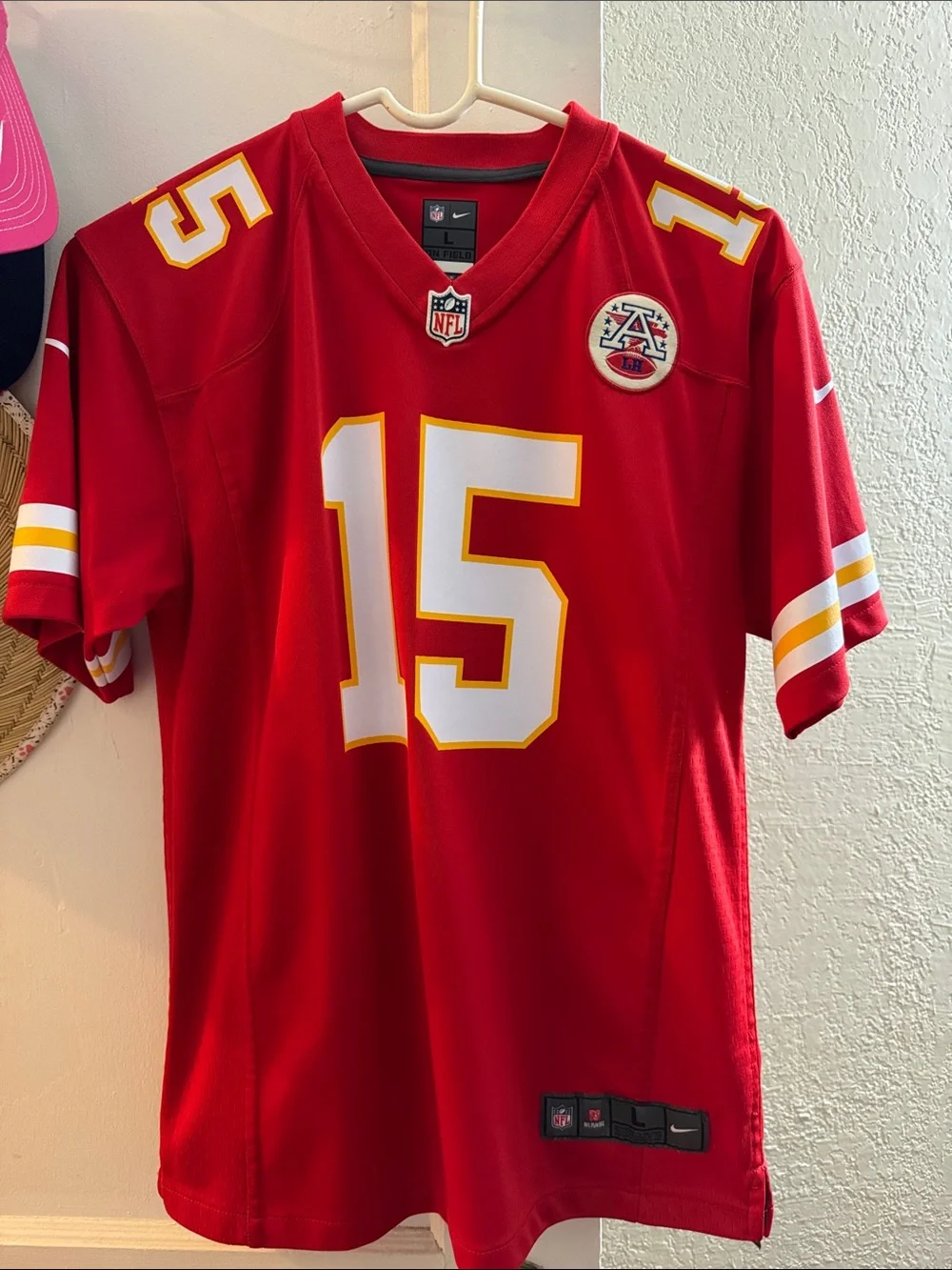 Nike Red White Gold Number 15 Football Jersey