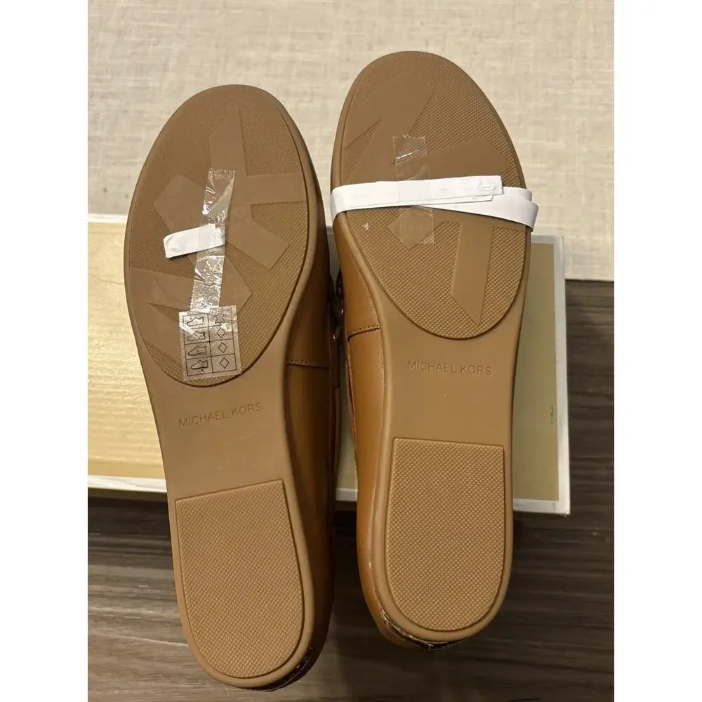 NEW Michael Kors Women's Sutton Brown Leather Moccasin Flat Loafers Size 10M
