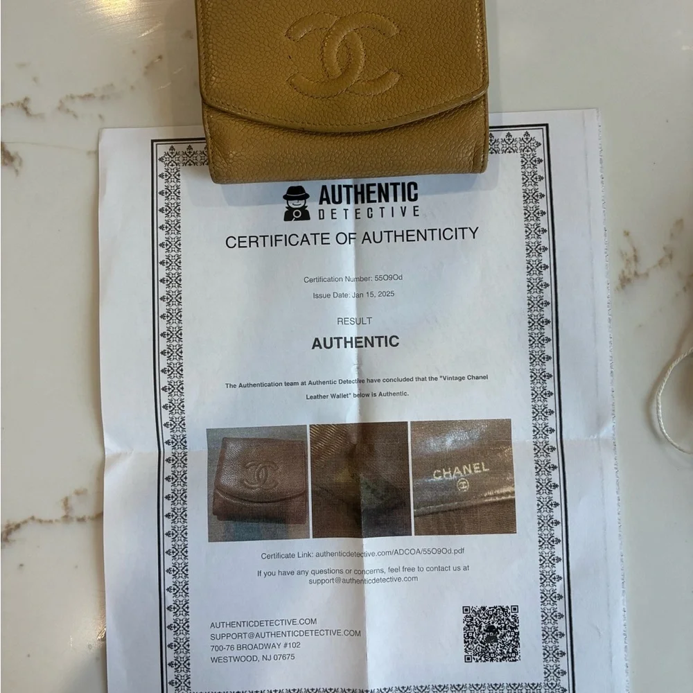 Chanel Beige Caviar Compact Wallet