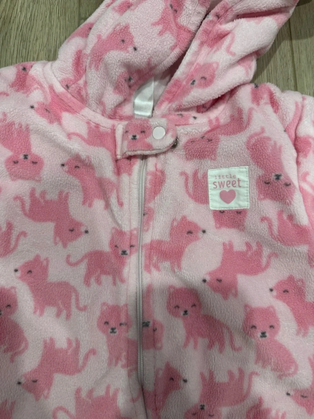 Carter's Pink Hooded Fleece Baby One-Piece with Fox Print
