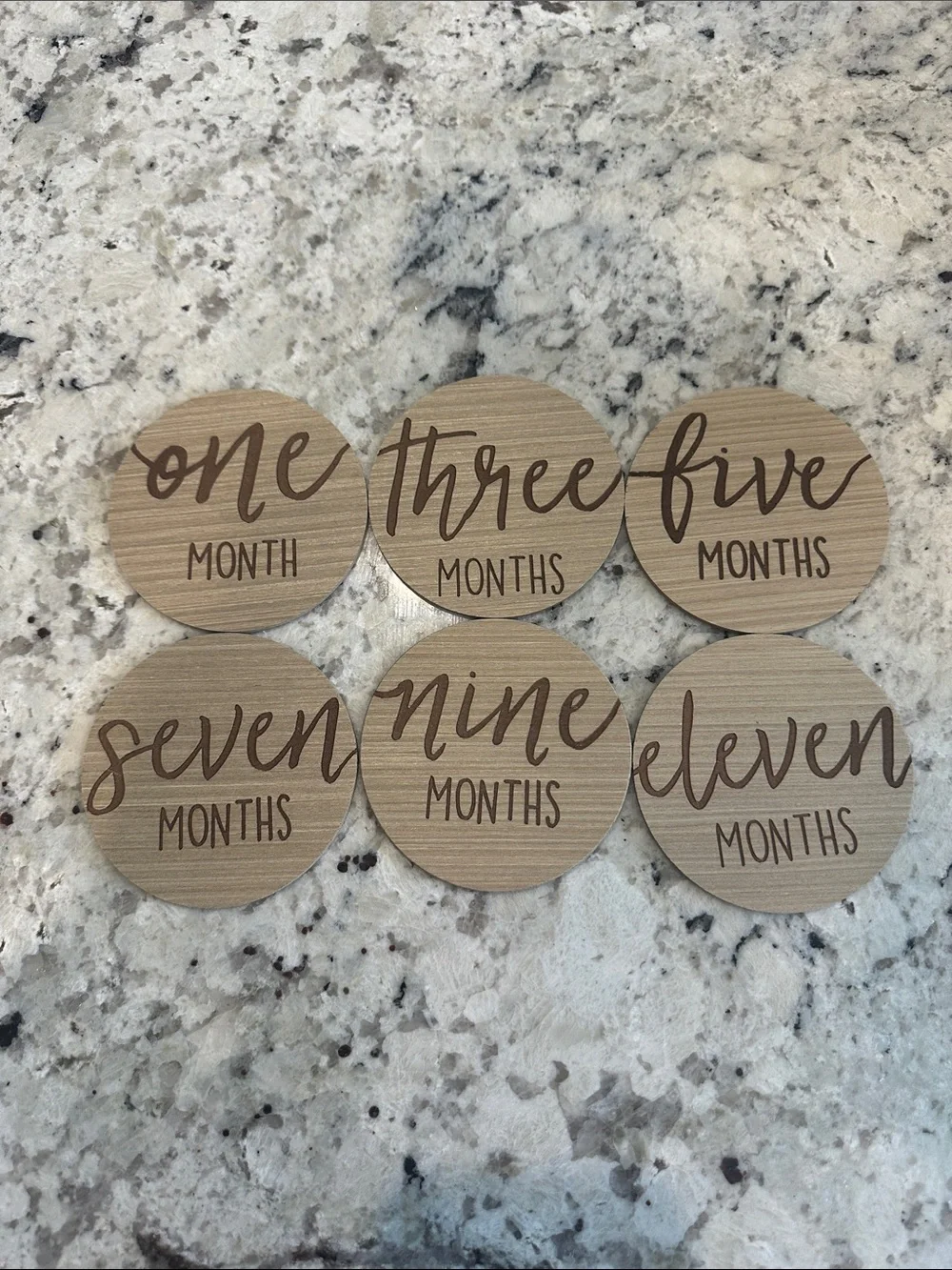 Wooden Baby Monthly Milestone Discs - Neutral Brown