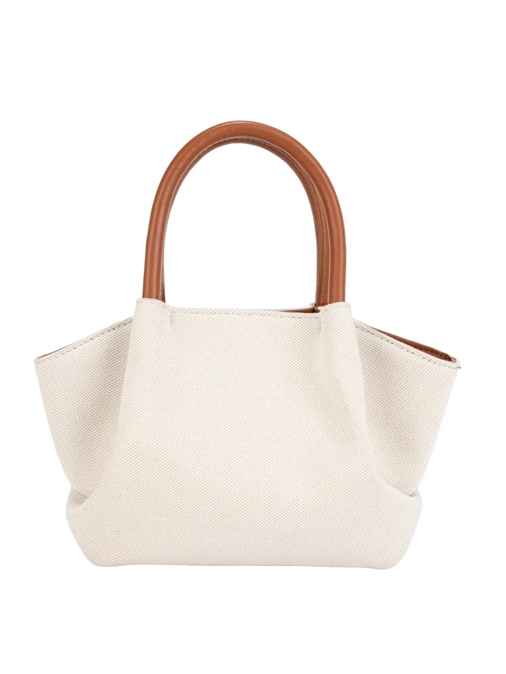 Canvas Mini Tote Bag with PU Leather Trim