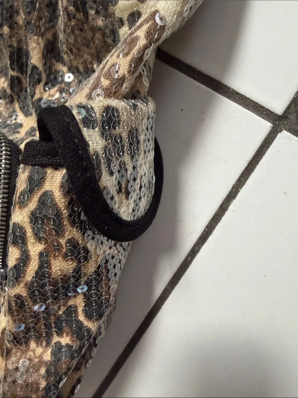 PINK Victoria's Secret Leopard Sequin Backpack - Brown & Black