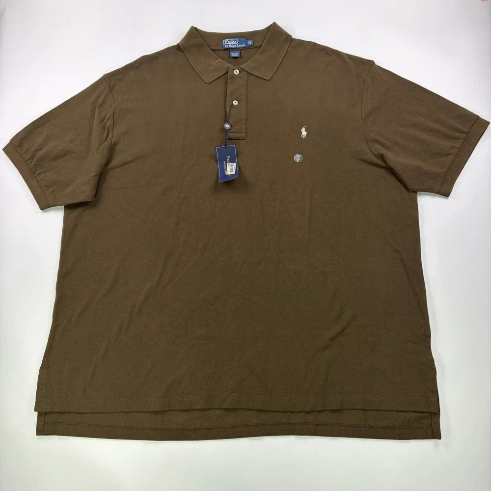 Polo Ralph Lauren The Mesh Shirt Mens 3XB Brown Short Sleeve Big Pony Polo