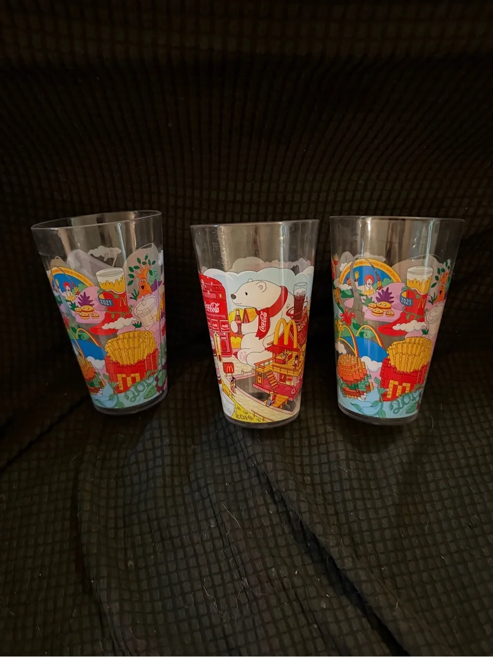 Set of 3 Colorful Illustrated Drinking Glasses