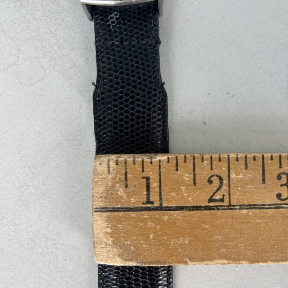 Vtg 90s Stuart Kern Black Lizard Embossed Leather Belt Size 36 USA Western