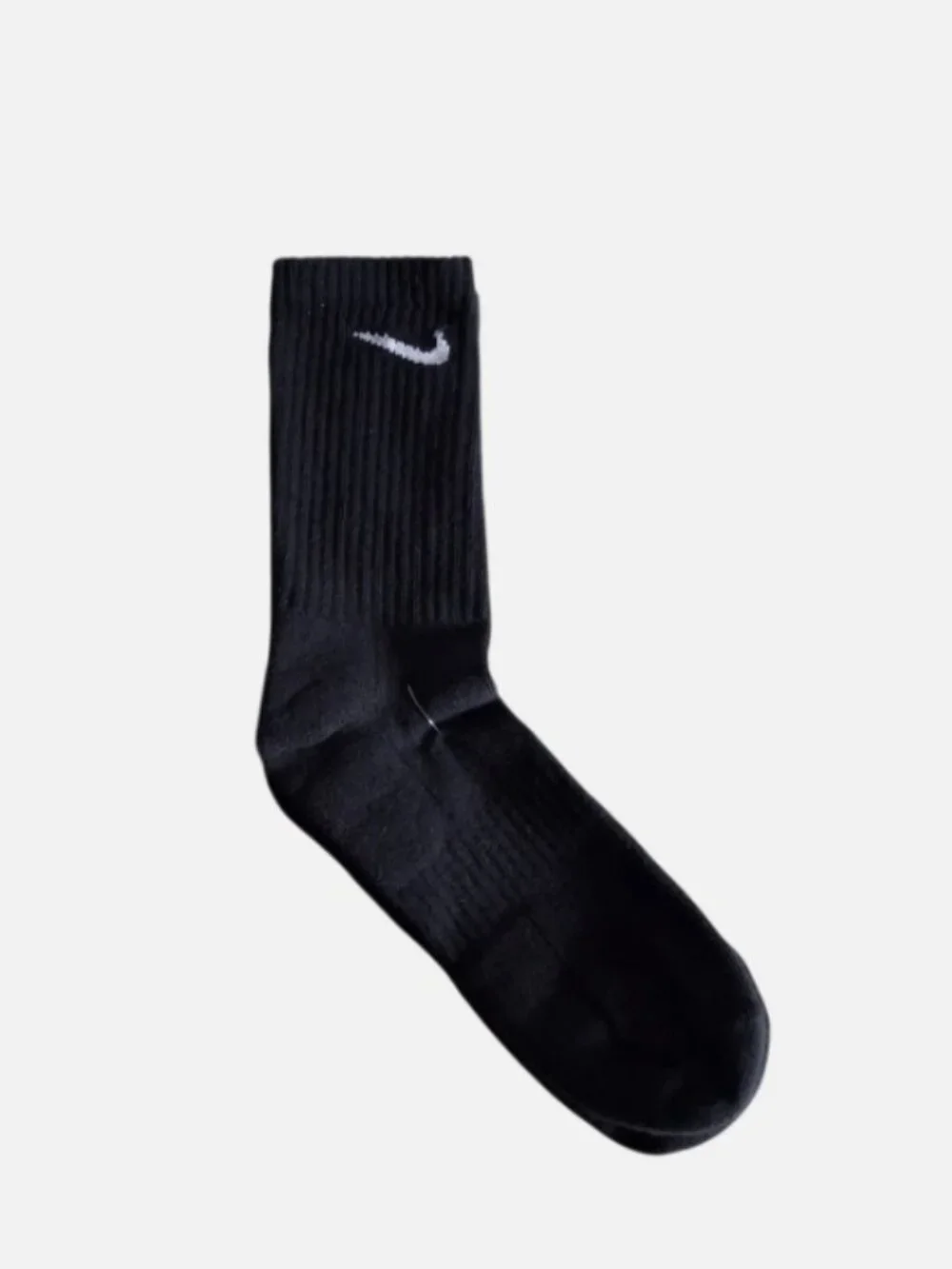 Nike Crew Socks Mid-calf Black Athletic mens size L 8-10 with White Swoosh