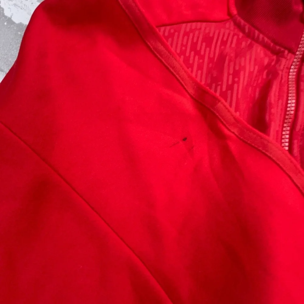 Adidas Jacket Men Medium Red Yellow Track Suit Sweatshirt Warm Up Soccer Adult *