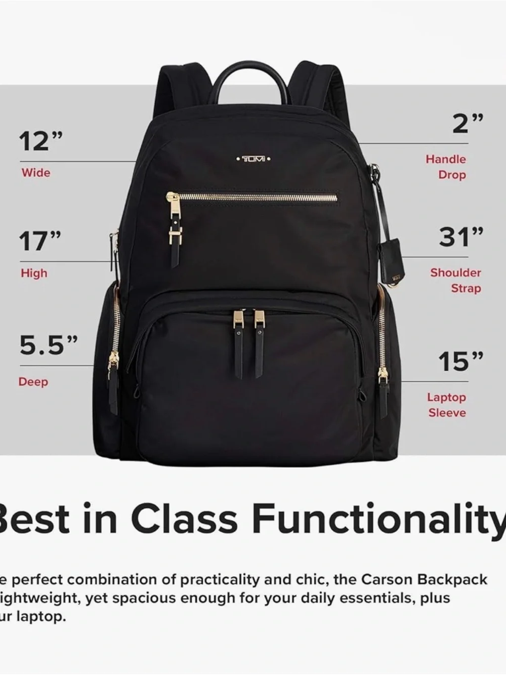 Tumi organized nylon zip