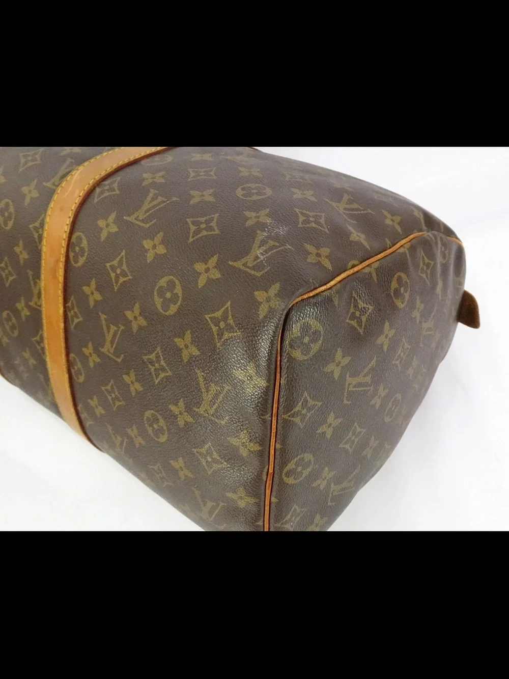 Louis Vuitton Brown Monogram Canvas Duffle with Tan Leather Trim