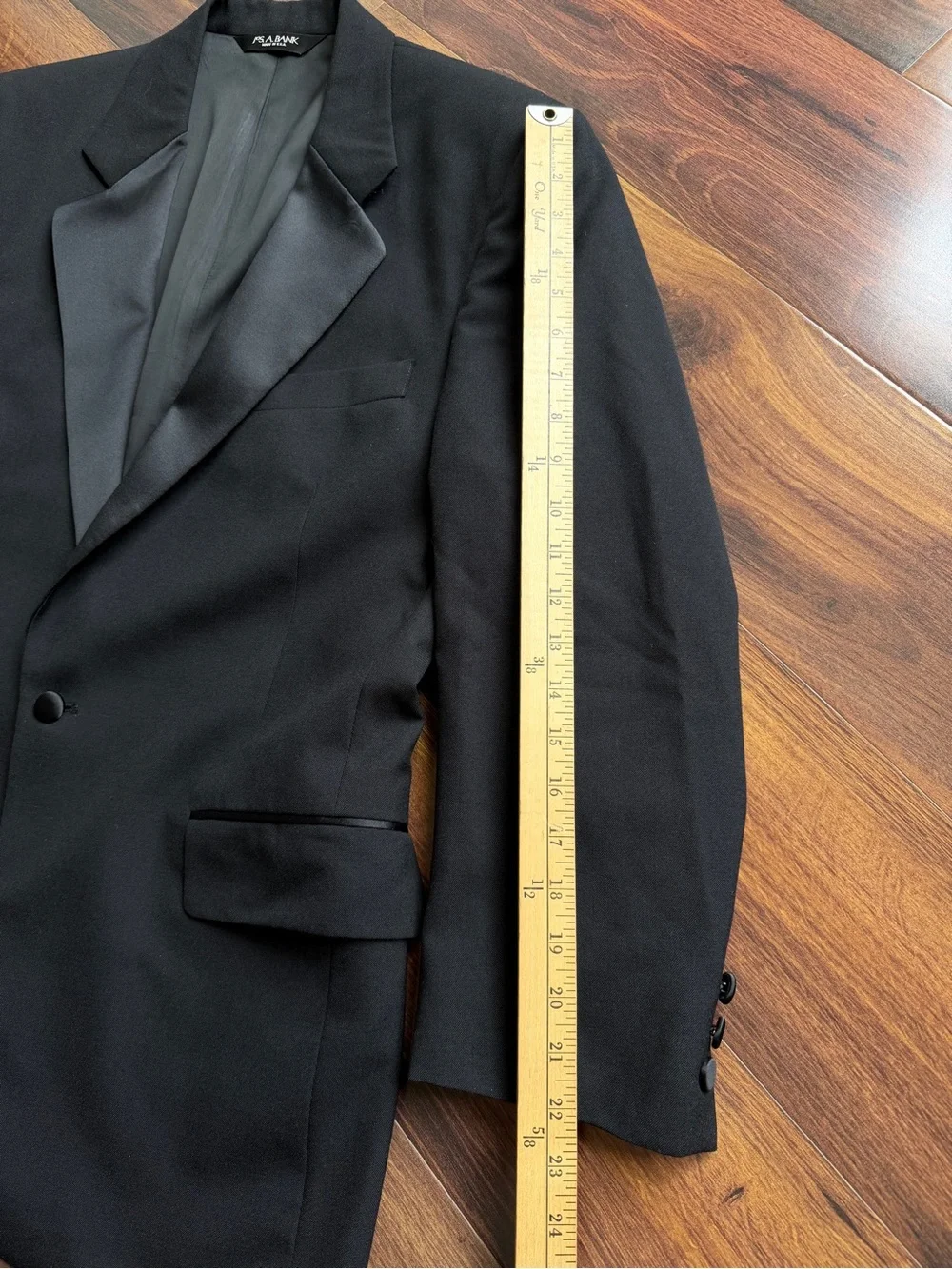 Jos A Bank 100% Wool Formal Wear Jacket 42R Black Satin Notch Lapel 1 Button