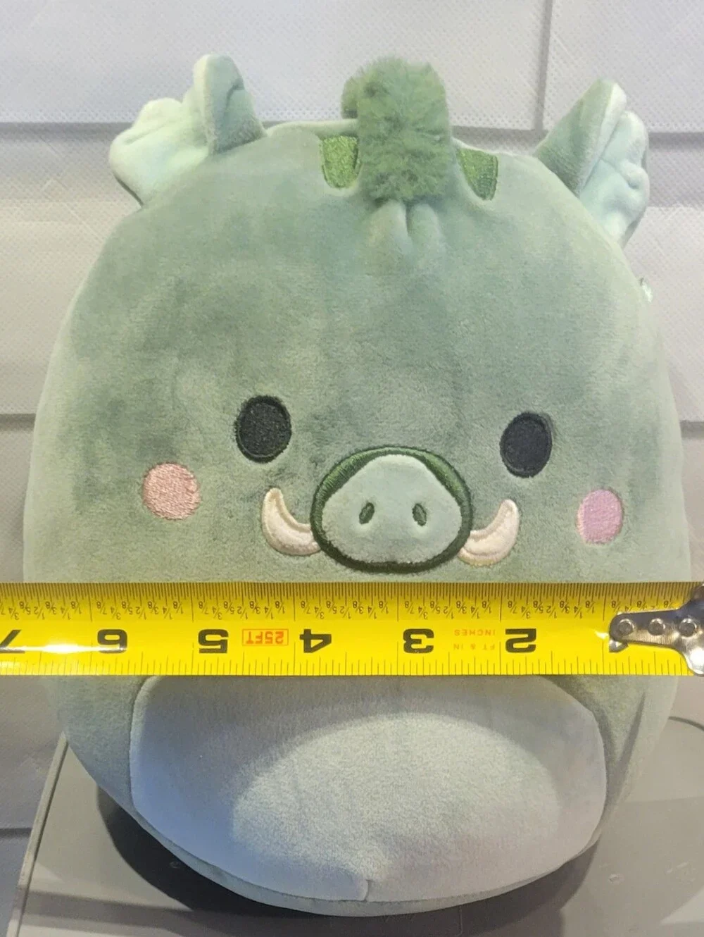 Squishmallows Brindal Green Boar Plush with Pink Cheeks