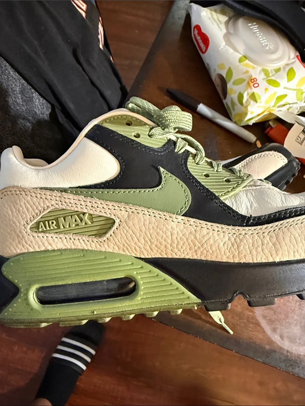 Nike Men’s Sneakers in Olive Green, Cream, Black