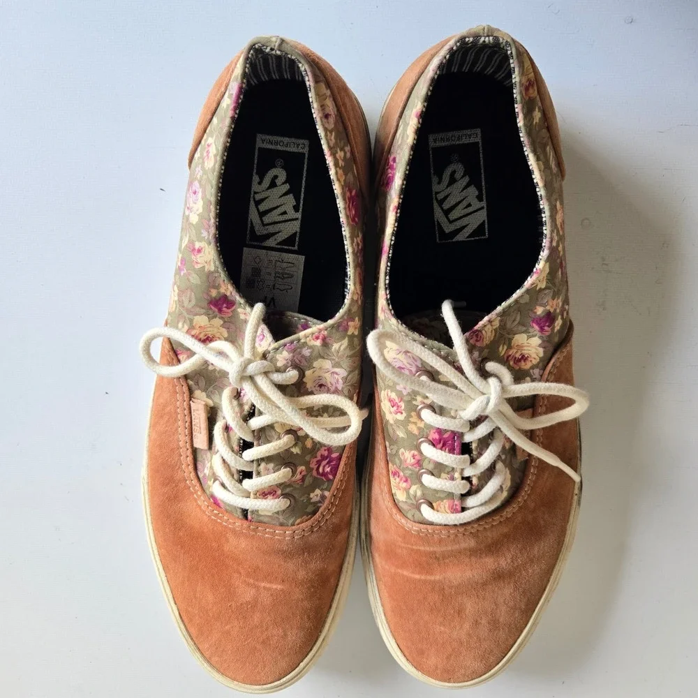 Vans California Era Decon Mens 12 Mocha Bisque Suede Floral Mix Sneakers Low Top