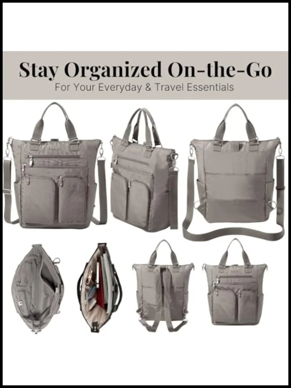 3 in 1 Convertible Tote Backpack with RFID Wristlet Lightweight Travel Bag