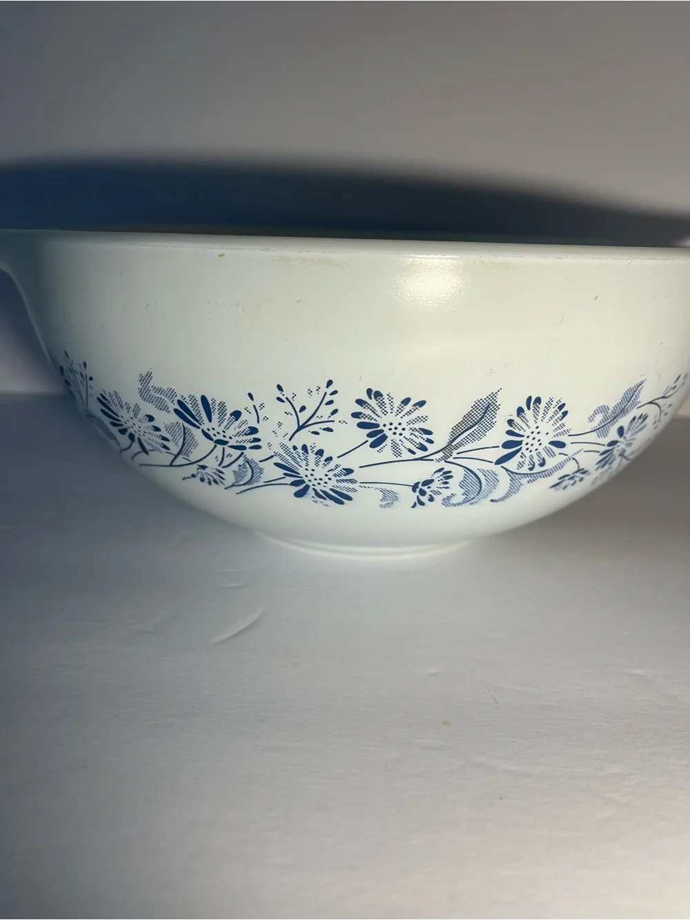 Pyrex Colonial Mist Cinderella Bowl #443 Vintage White/Blue 2.5 Liter USA