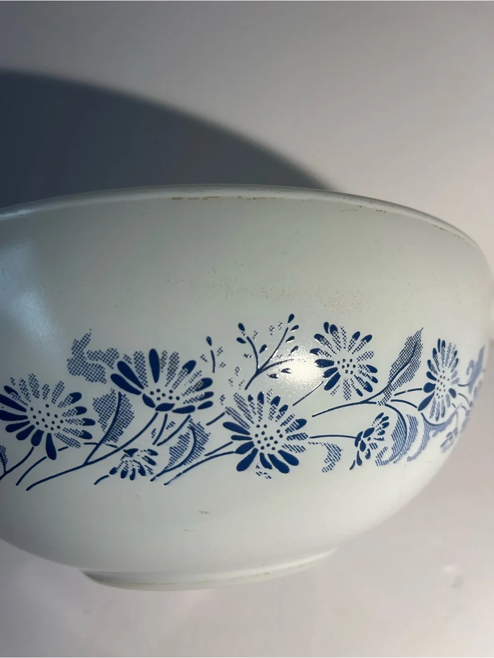 Pyrex Colonial Mist Cinderella Bowl #443 Vintage White/Blue 2.5 Liter USA