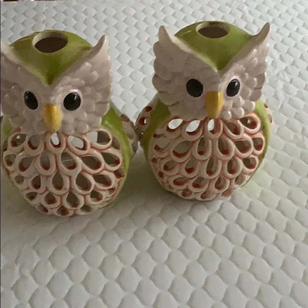 Green Owl Candleholder
