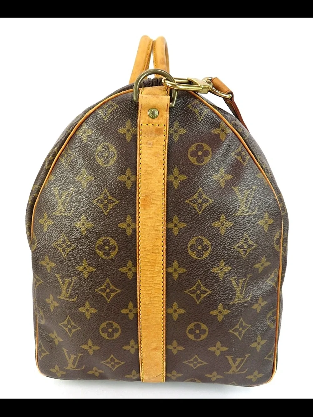 Louis Vuitton Brown Monogram Duffel with Tan Leather Trim