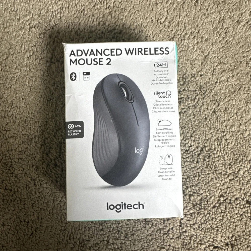 Logitech Advanced Wireless Mouse 2 - Gray - Open Box - New
