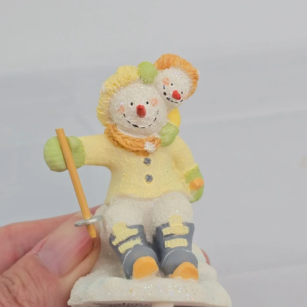 Russ Berrie Ice Sculptures Dashing Through The Snow Skiing Snowmen Figurine