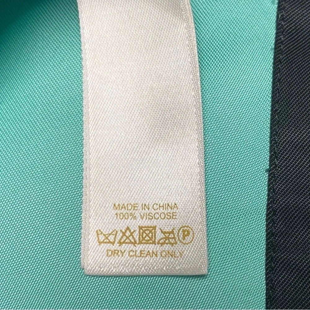 Kate Spade New York Sleeveless Embellished Collar Top Size 2 Aqua Black Trim