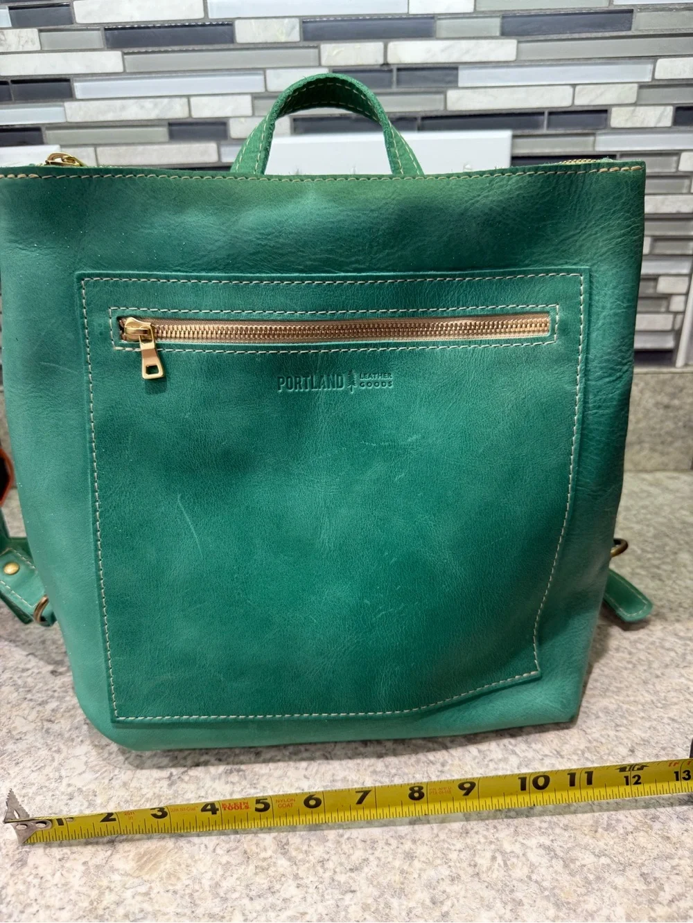 Portland Leather Emerald Green Leather Backpack Tote
