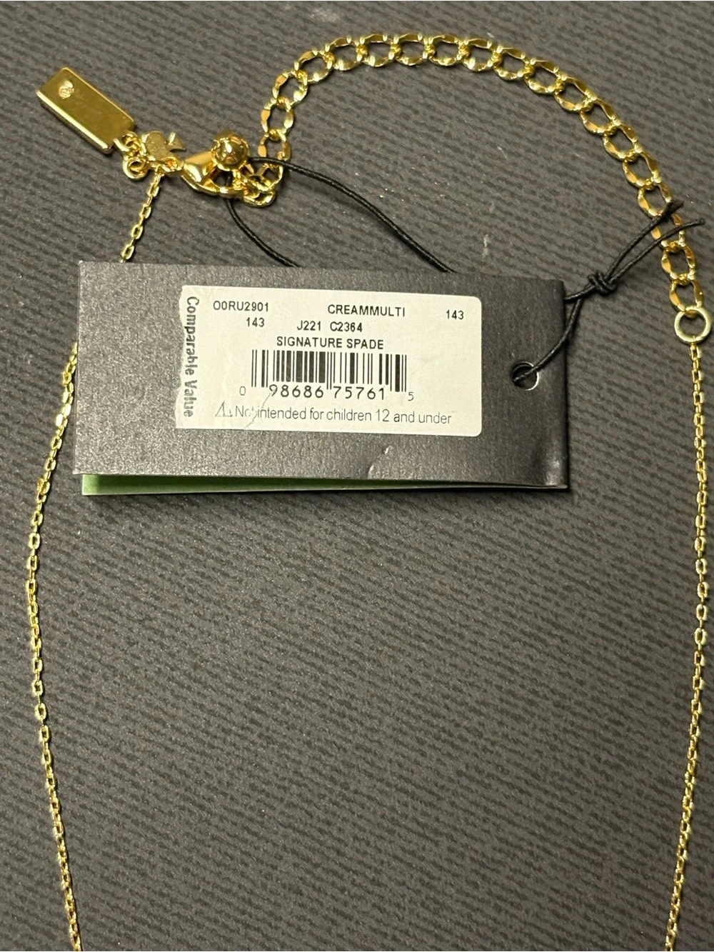 NWT kate spade gold-tone layered chain necklace with opal spade charm