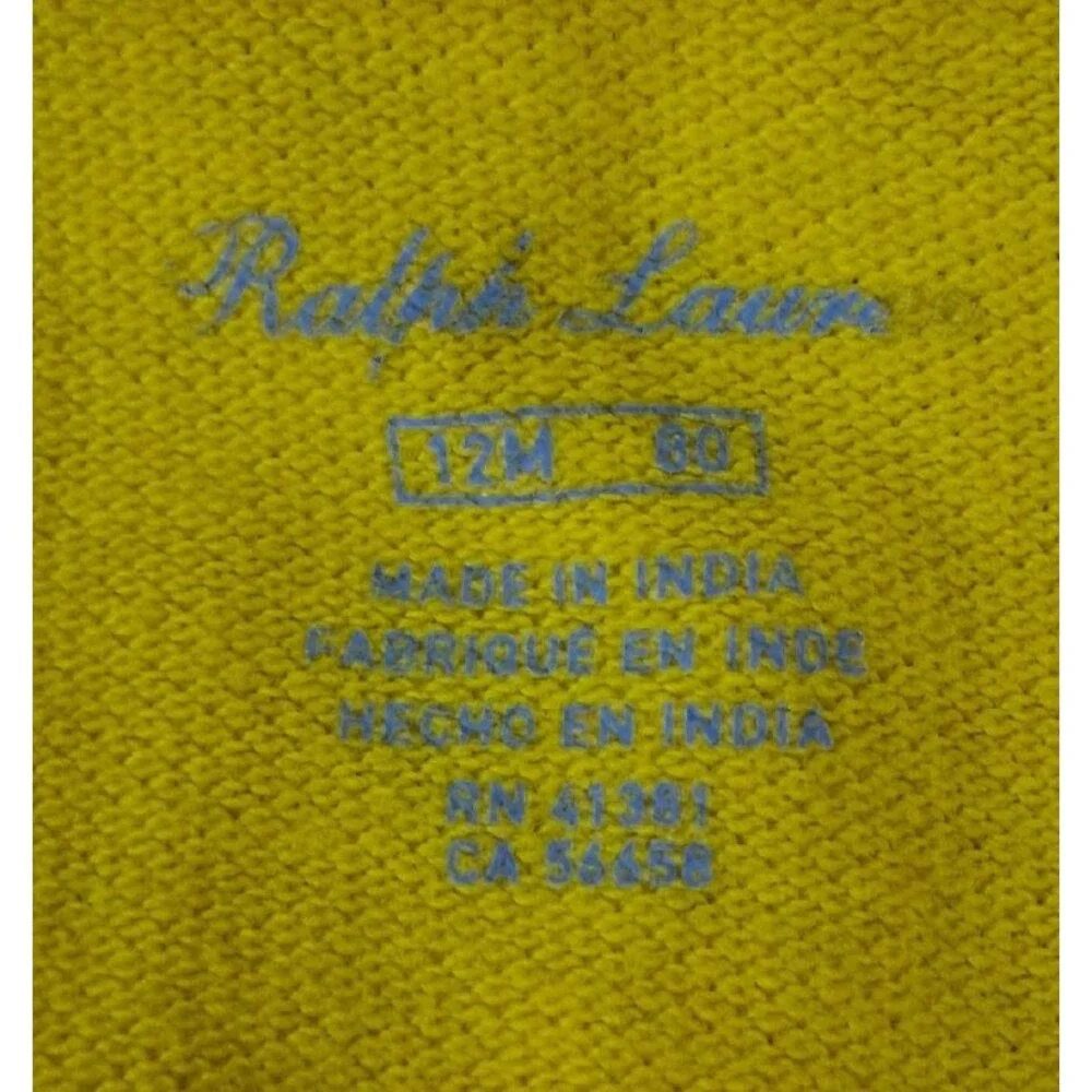 Ralph Lauren Baby Girl 12 Months Polo Dress Sunshine Yellow Spring Summer