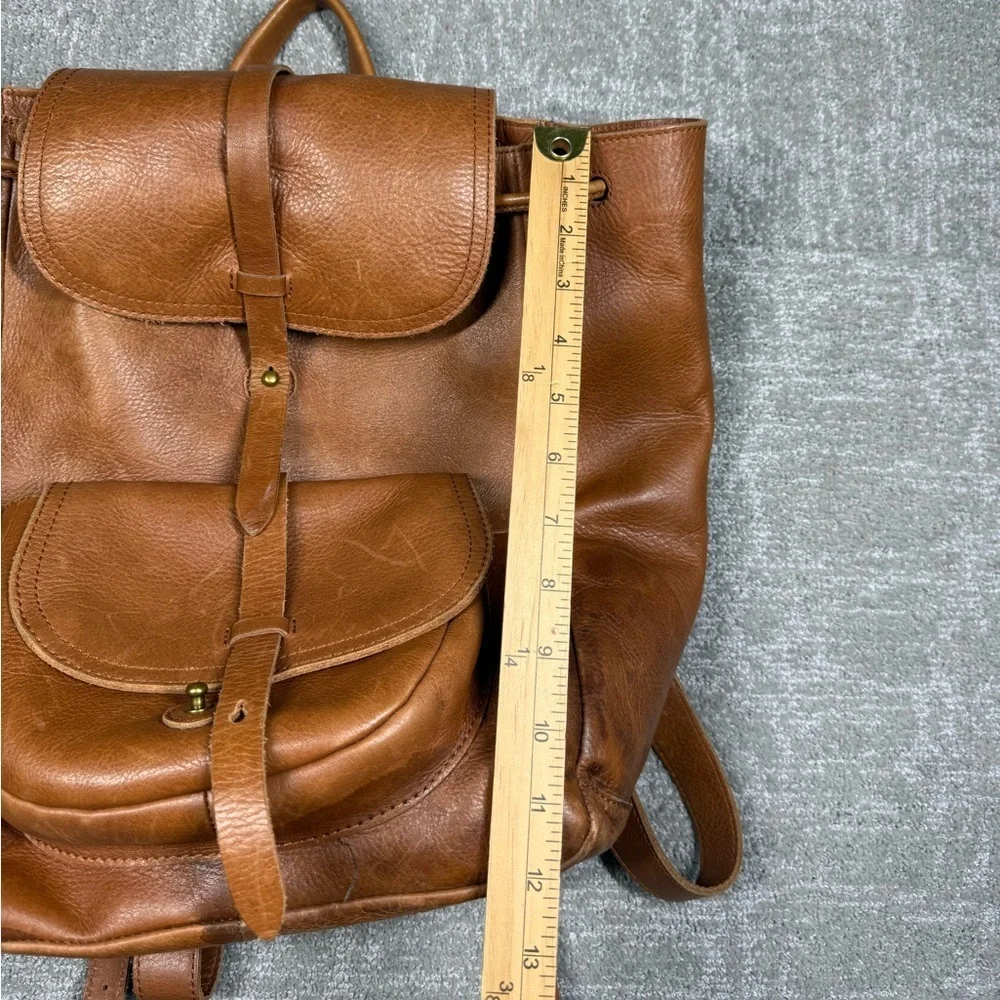 Madewell The Transporter Run Sack Brown Leather Backpack Bag Read Below