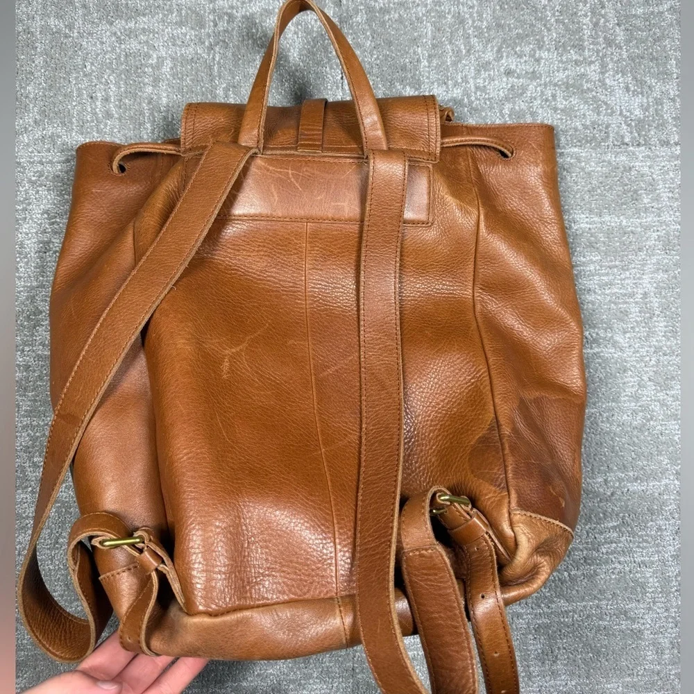 Madewell The Transporter Run Sack Brown Leather Backpack Bag Read Below