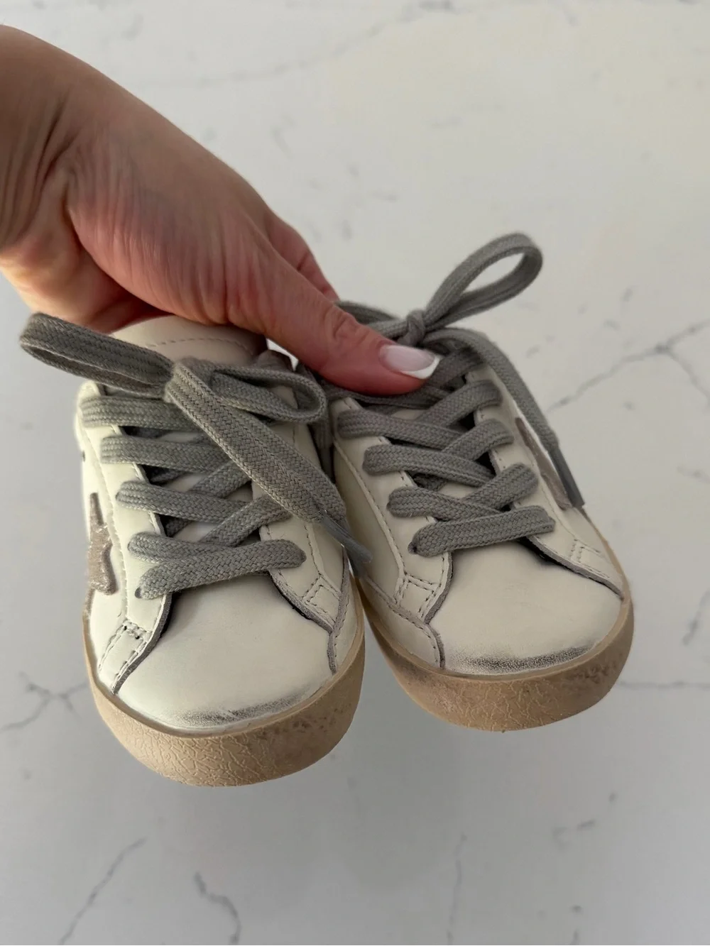 Golden Goose White Kids Sneakers with Grey Star - Size 21(5-5.5)