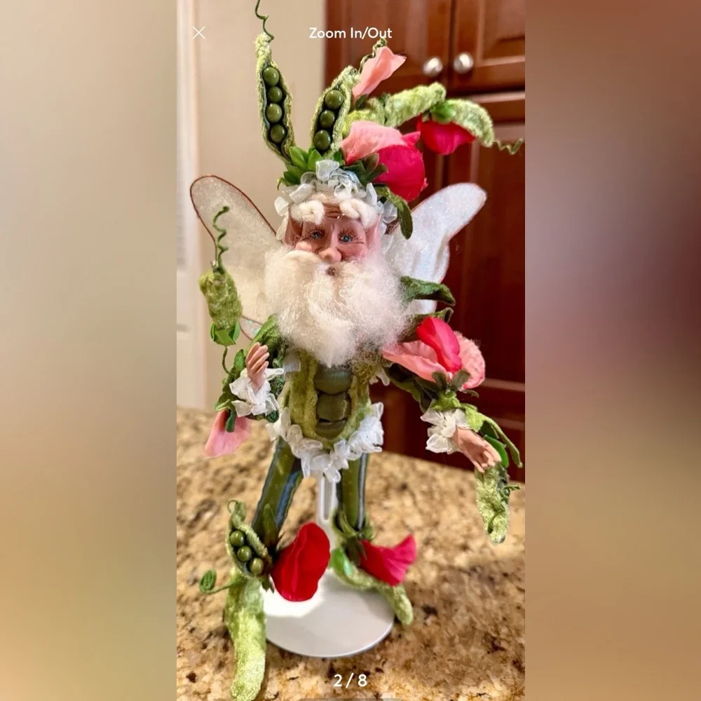 Vintage Mark Roberts fairy Poseable Sweet Pea Fairy Ornament 10”