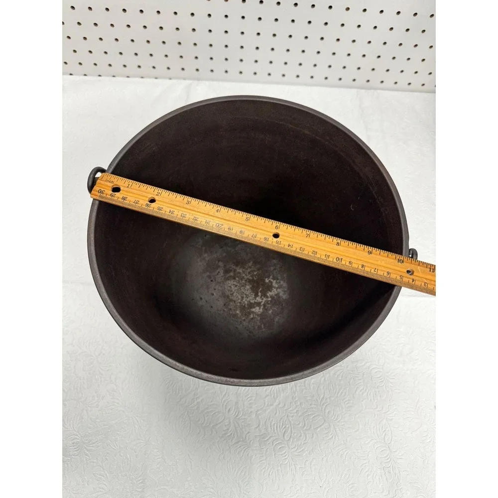 Antique Cast Iron Cauldron Pot 3 Legged Spider Gate Marked Bail Handle Primitive