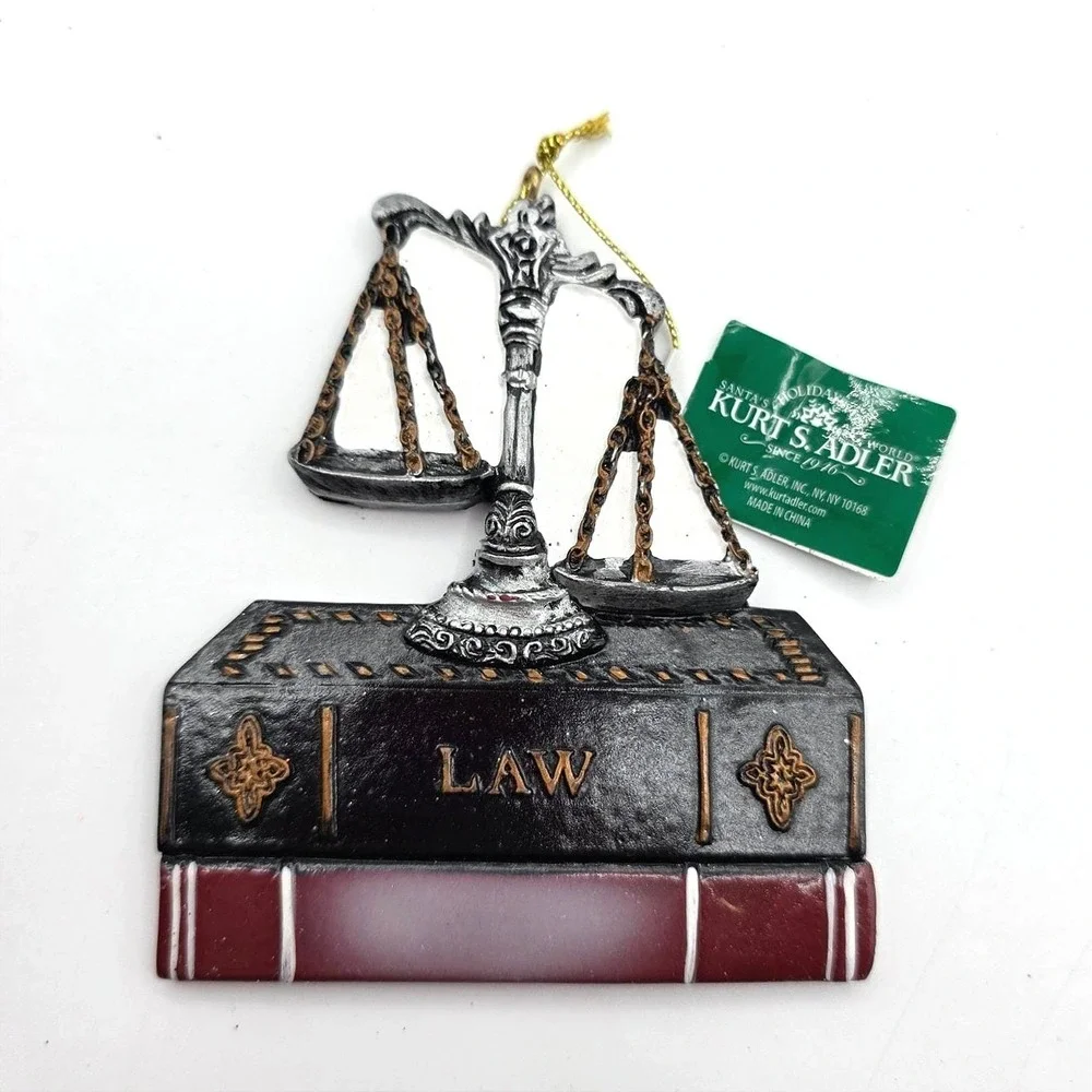 Kurt S.‎ Adler Scales of Justice Law Book Resin Christmas Ornament Lawyer A1660