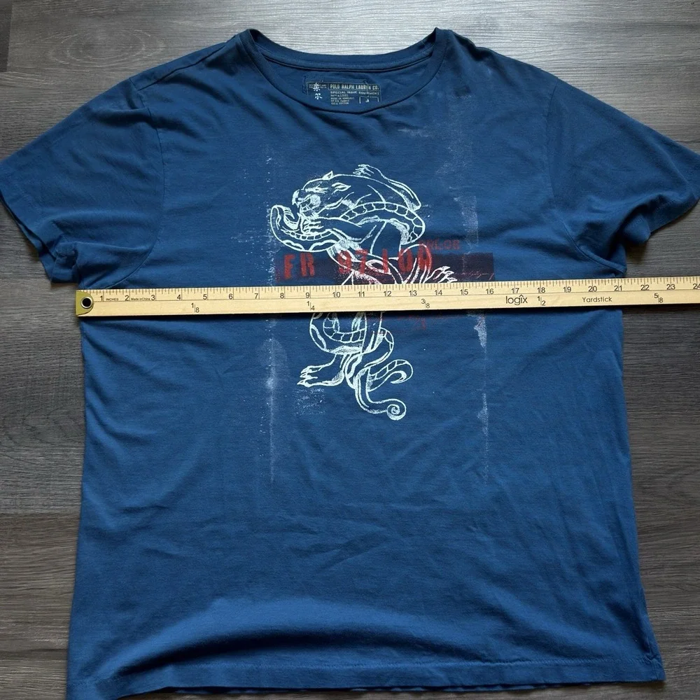 Vintage 90s Y2K Polo Ralph Lauren Japanese Military Graphic Tshirt Mens L Rare