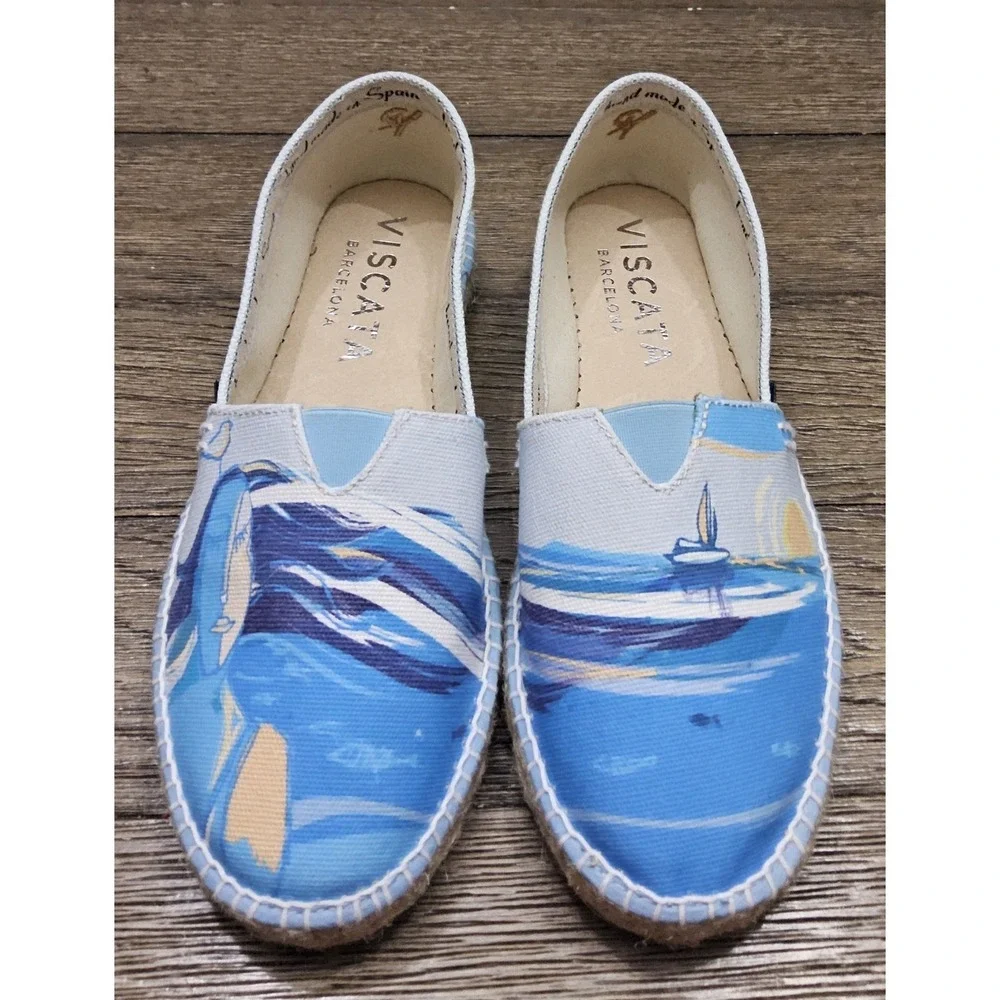 Ocean Core Espadrilles Shoes Womens 7 EU 38 NEW Granny Coastal Nautical Blue