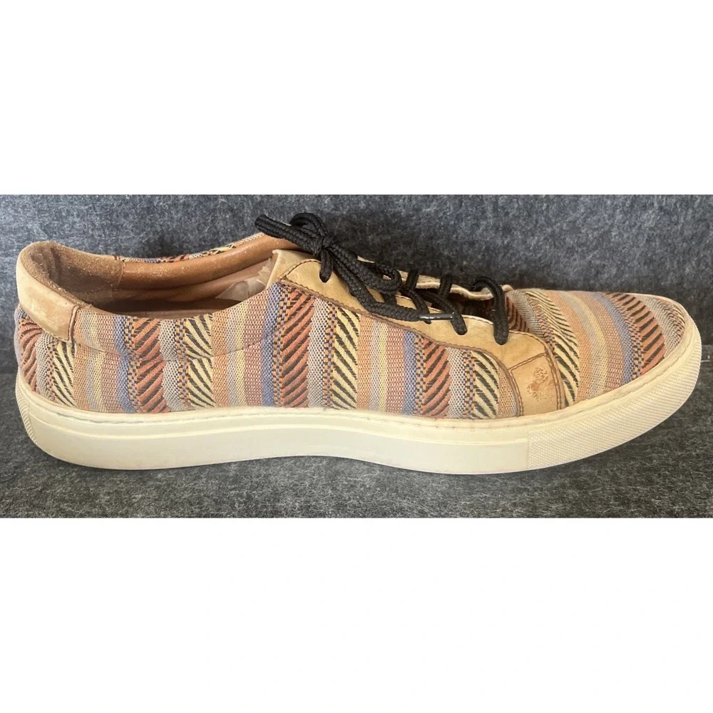 TAFT‎ The Sneaker Tribal Multi Striped Leather Trim Y2K Good Condition Mens 9