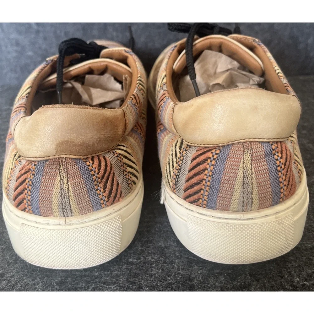 TAFT‎ The Sneaker Tribal Multi Striped Leather Trim Y2K Good Condition Mens 9