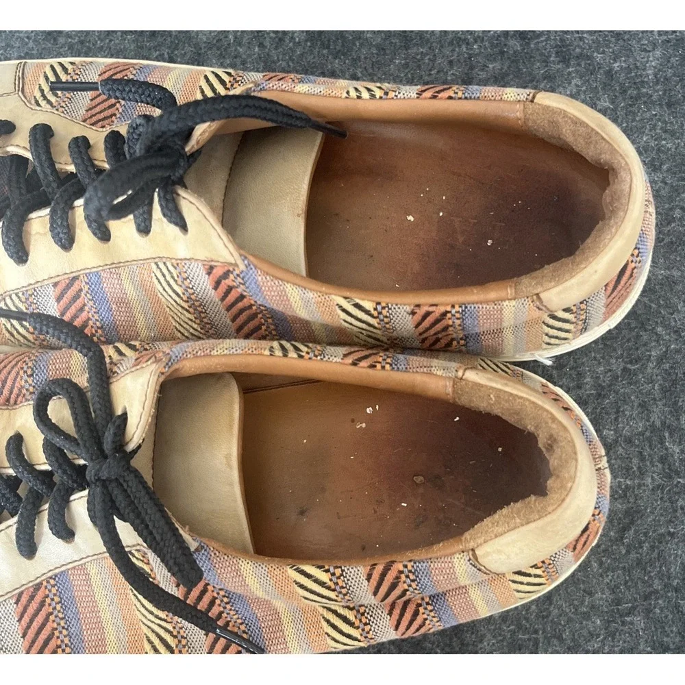 TAFT‎ The Sneaker Tribal Multi Striped Leather Trim Y2K Good Condition Mens 9