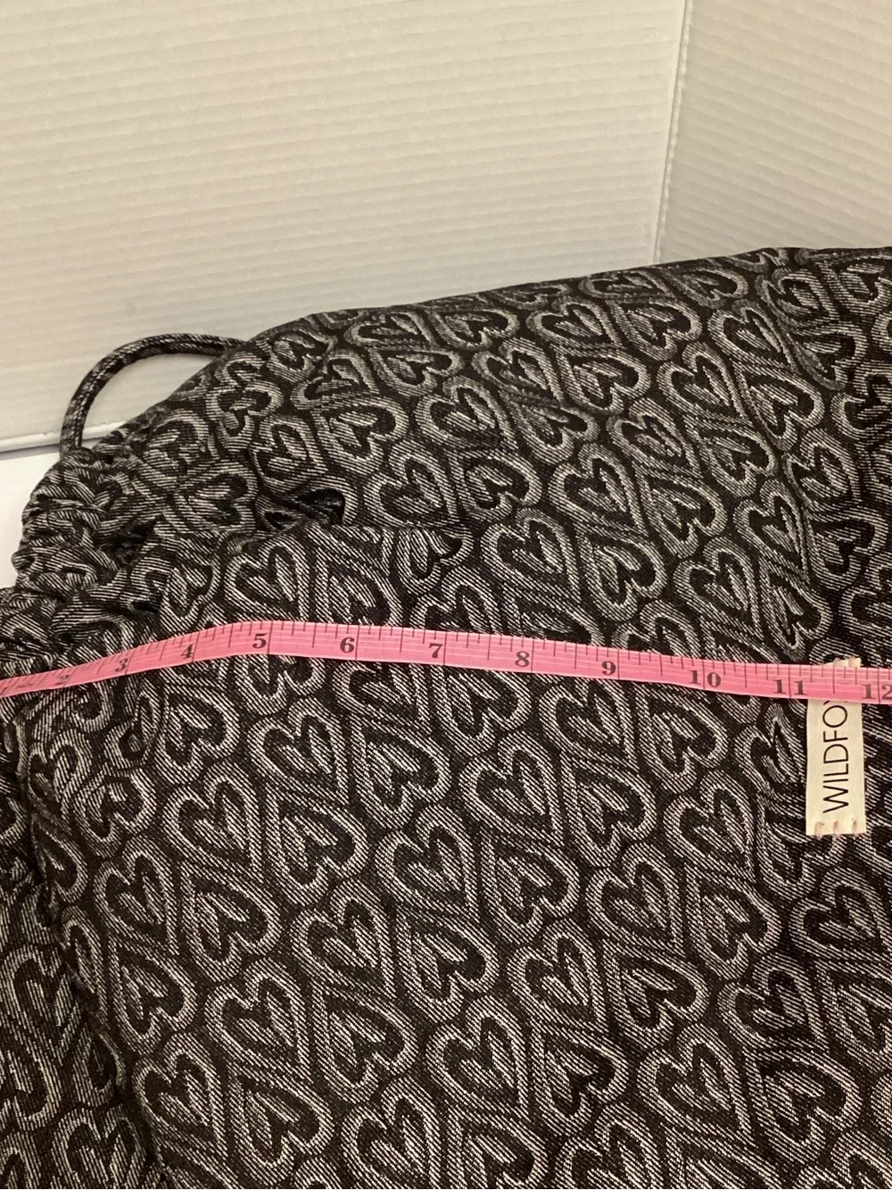 Wildfox Charcoal Heart Jacquard Drawstring Backpack, NWT