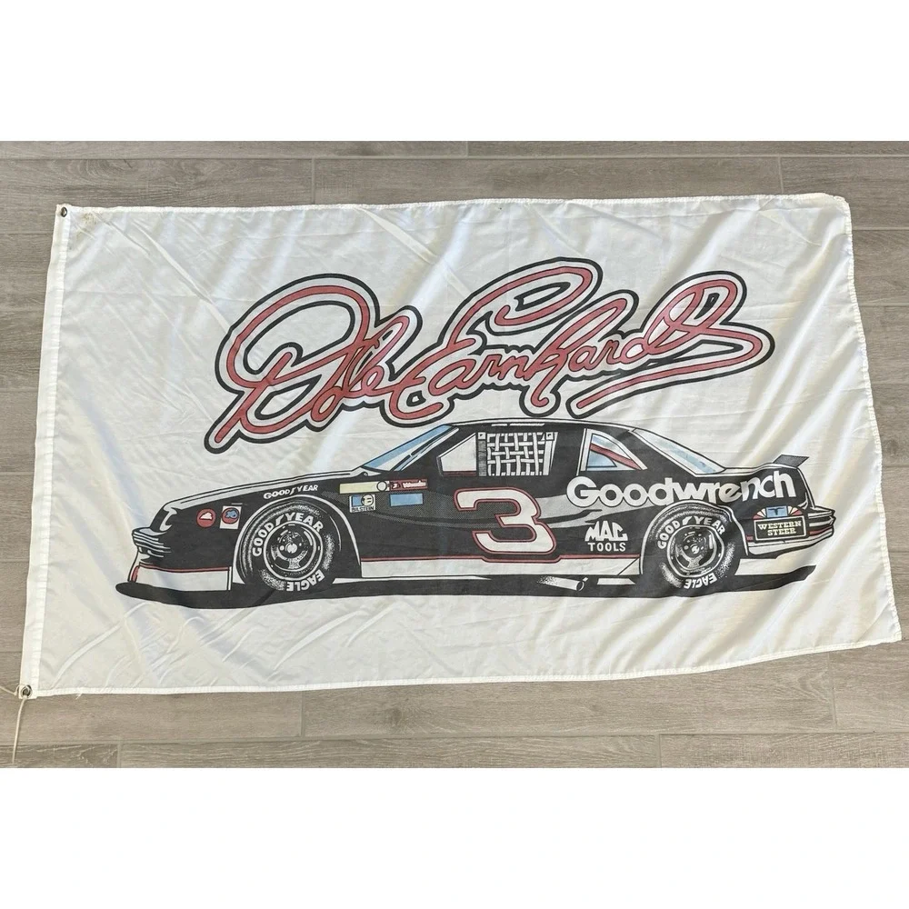 NASCAR Dale Earnhardt Sr #3 Goodwrench White Polyester Racing‎ Flag Banner OS