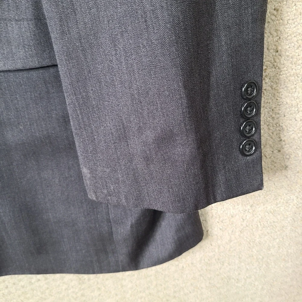 Jos A Bank Jacket Mens 46XL Gray Herringbone Blazer Two Button Wool Suit Coat