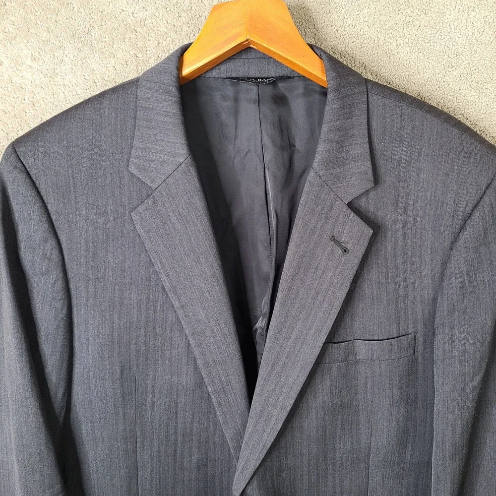 Jos A Bank Jacket Mens 46XL Gray Herringbone Blazer Two Button Wool Suit Coat
