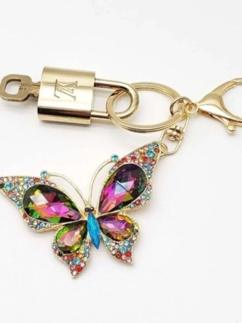 LV Gold Padlock & Key 🔒 Authentic Louis Vuitton Bag Unbranded Butterfly Charm