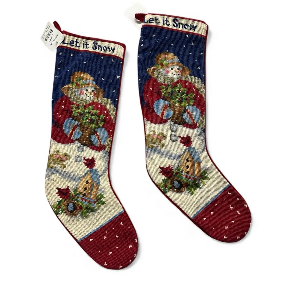 Let it Snow Needlepoint‎ Christmas Stocking Snow women 21