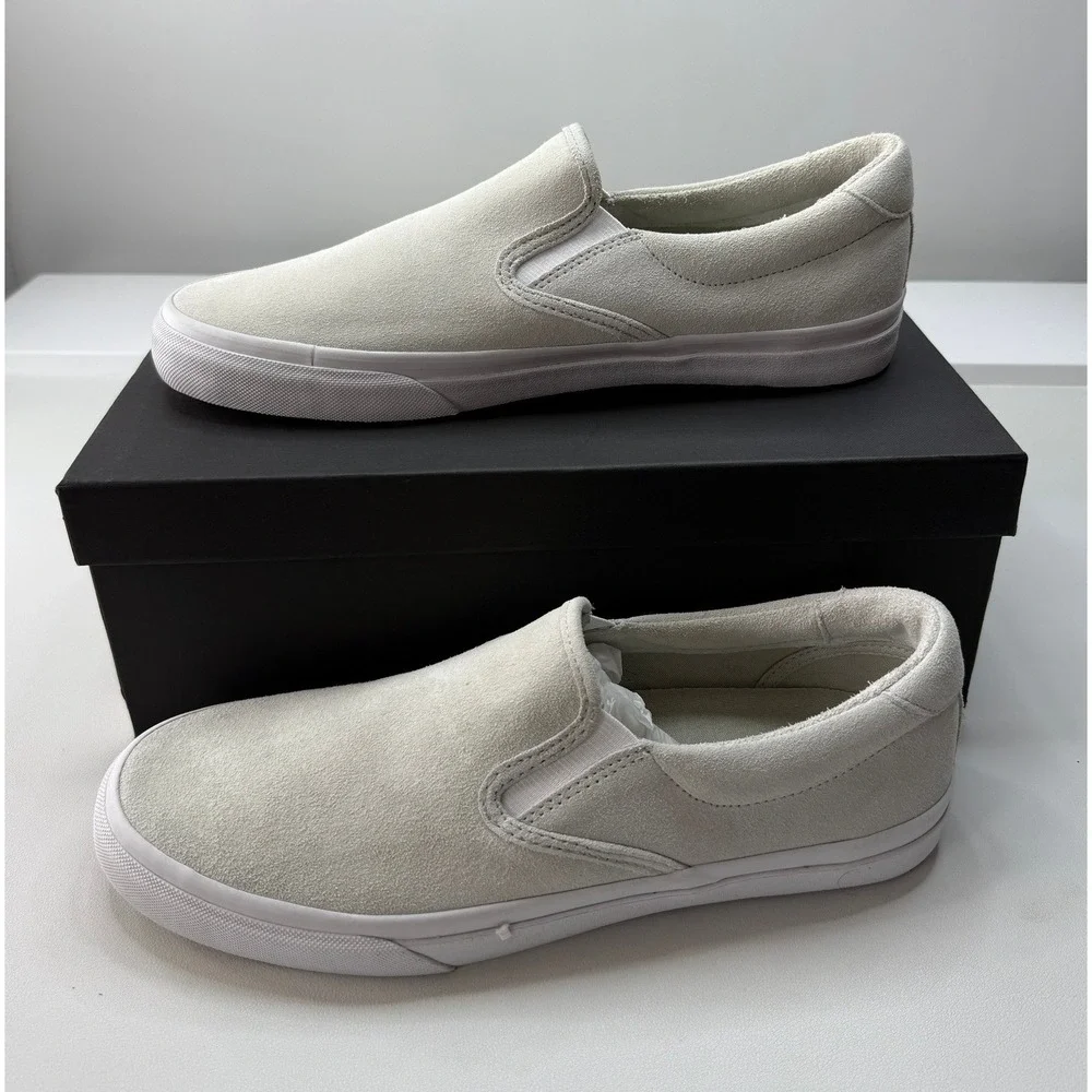 Club Monaco‎ Mens Silky Suede Slip On Sneakers Pale Grey 9.5D NEW