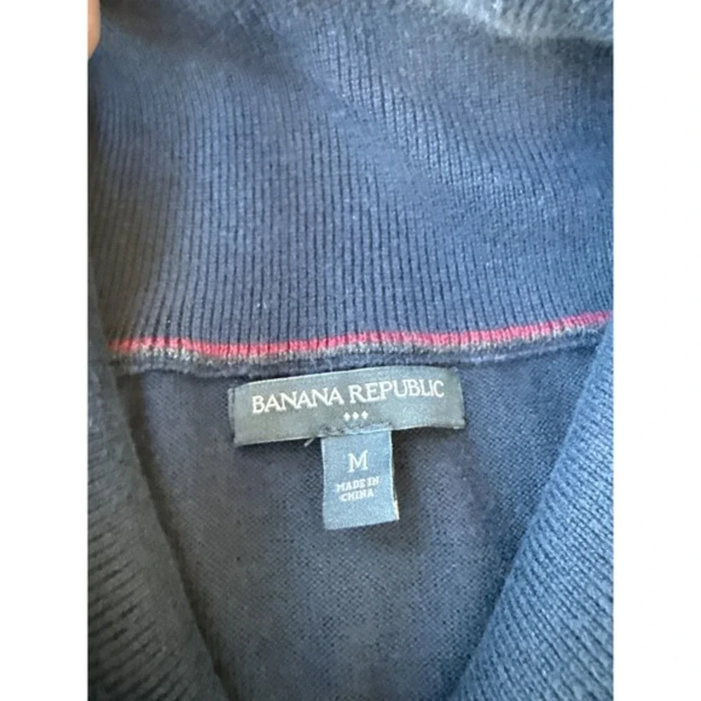 Banana Republic Sweater Mens M‎ Blue Shawl Neck Pullover Knit Preppy Classic
